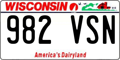 WI license plate 982VSN
