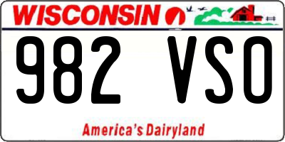 WI license plate 982VSO