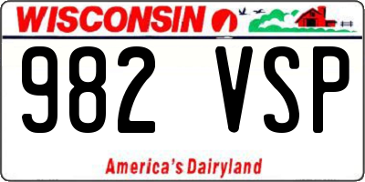 WI license plate 982VSP
