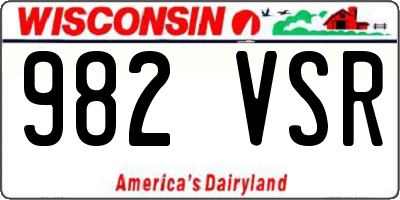 WI license plate 982VSR
