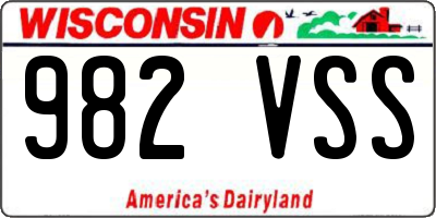 WI license plate 982VSS