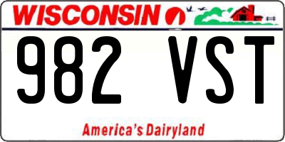 WI license plate 982VST