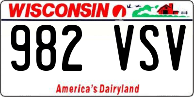 WI license plate 982VSV