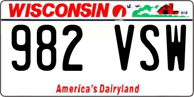 WI license plate 982VSW