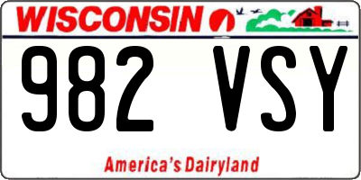 WI license plate 982VSY