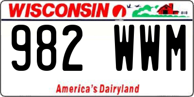 WI license plate 982WWM