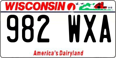 WI license plate 982WXA