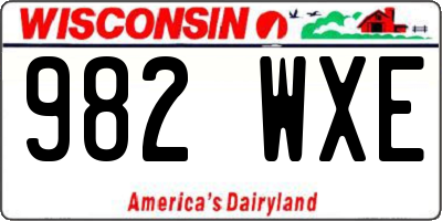 WI license plate 982WXE