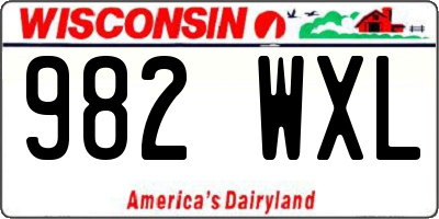 WI license plate 982WXL