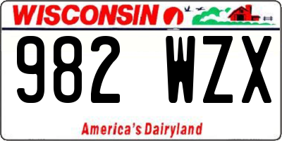 WI license plate 982WZX
