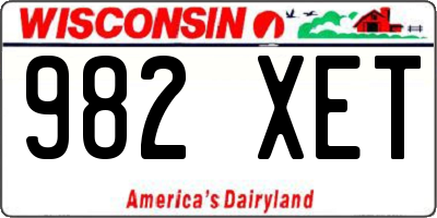 WI license plate 982XET