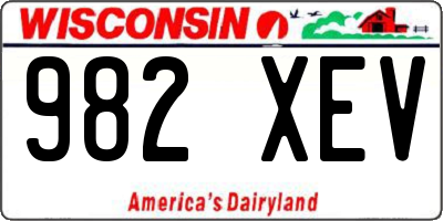 WI license plate 982XEV