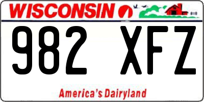 WI license plate 982XFZ