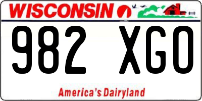 WI license plate 982XGO
