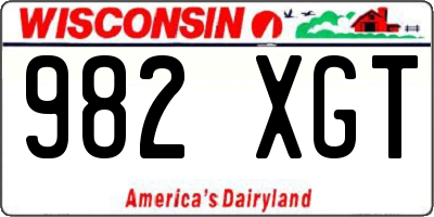 WI license plate 982XGT
