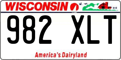 WI license plate 982XLT