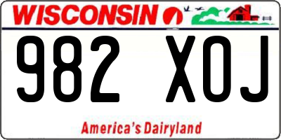 WI license plate 982XOJ