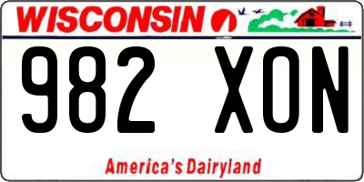 WI license plate 982XON