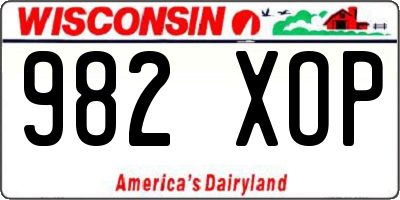 WI license plate 982XOP