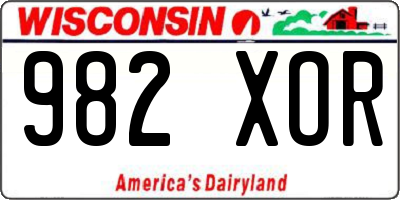 WI license plate 982XOR