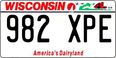 WI license plate 982XPE