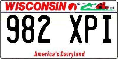 WI license plate 982XPI