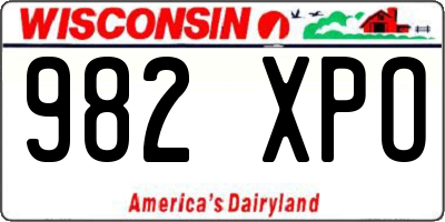 WI license plate 982XPO