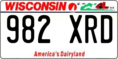 WI license plate 982XRD