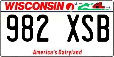 WI license plate 982XSB