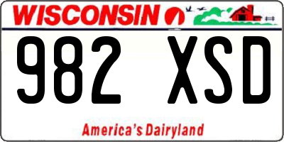 WI license plate 982XSD