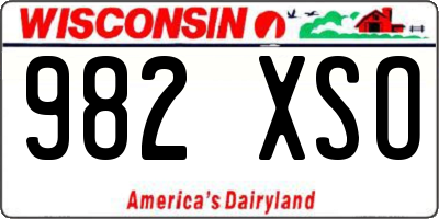 WI license plate 982XSO