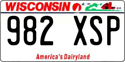 WI license plate 982XSP