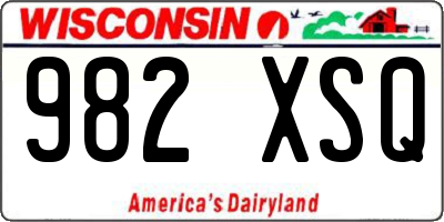 WI license plate 982XSQ