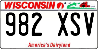 WI license plate 982XSV