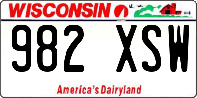 WI license plate 982XSW