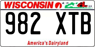 WI license plate 982XTB