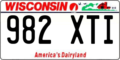 WI license plate 982XTI