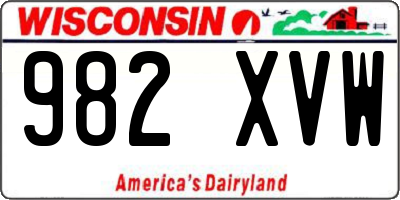 WI license plate 982XVW
