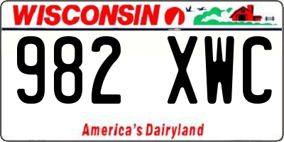 WI license plate 982XWC