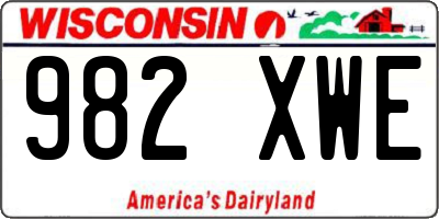 WI license plate 982XWE