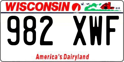 WI license plate 982XWF