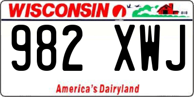 WI license plate 982XWJ