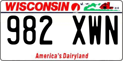 WI license plate 982XWN