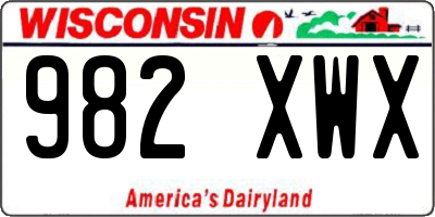 WI license plate 982XWX