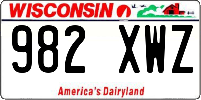 WI license plate 982XWZ