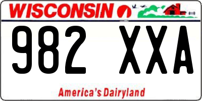 WI license plate 982XXA