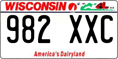 WI license plate 982XXC