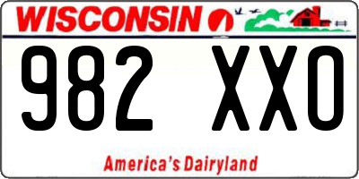 WI license plate 982XXO
