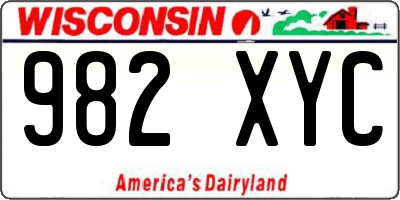 WI license plate 982XYC