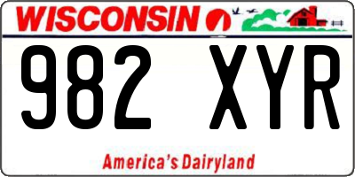 WI license plate 982XYR